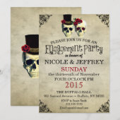 ウェディングスカル スケルトンエンゲージメントパーティー招待状 招待状 (正面/裏面)