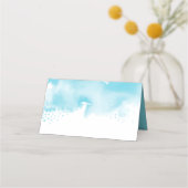 ウェディングスタイリッシュレセプション水色アクアブルー プレイスカード (裏面)
