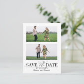 ウェディングスタイリッシュ日付を保存2フォトコラージュ ポストカード (スタンド正面)