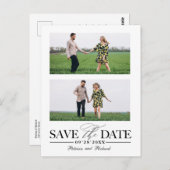 ウェディングスタイリッシュ日付を保存2フォトコラージュ ポストカード (正面/裏面)