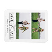 ウェディングスタイリッシュ日付を保存2フォトコラージュ マグネット (横)