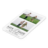 ウェディングスタイリッシュ日付を保存2フォトコラージュ マグネット (左側)