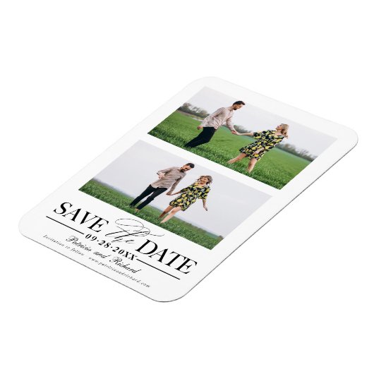 ウェディングスタイリッシュ日付を保存2フォトコラージュ マグネット (左側)