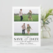 ウェディングスタイリッシュ日付を保存2フォトコラージュ 招待状 (スタンド正面)