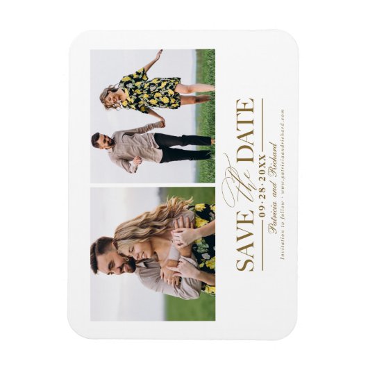 ウェディングスタイリッシュ日付2の写真を保存 マグネット (縦)