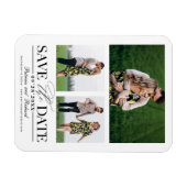 ウェディングスタイリッシュ日付3フォトコラージュを保存 マグネット (横)