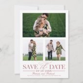 ウェディングスタイリッシュ日付3フォトコラージュを保存 招待状 (正面)