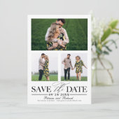 ウェディングスタイリッシュ日付3フォトコラージュを保存 招待状 (スタンド正面)