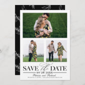 ウェディングスタイリッシュ日付3フォトコラージュを保存 招待状 (正面/裏面)