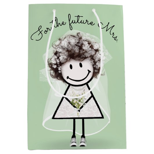 ウェディングスティックガール ライトなレースドレスとスニーカー ミディアムペーパーバッグ (正面)