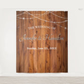 ウェディングストリングライト オールドバーンワッド ルスティックカントリー タペストリー (正面)