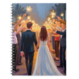 ウェディングスパークラー | 結婚のお祝いに描かれたデザイン ノートブック