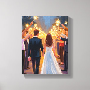 ウェディングスパークラー 結婚のお祝いの絵 キャンバスプリント