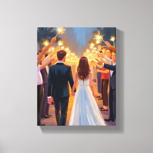 ウェディングスパークラー | 結婚のお祝いの絵 キャンバスプリント (正面)