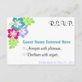 ウェディングセット - ハイビスカス青い花 出欠カード