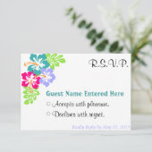 ウェディングセット - ハイビスカス青い花 出欠カード (スタンド正面)