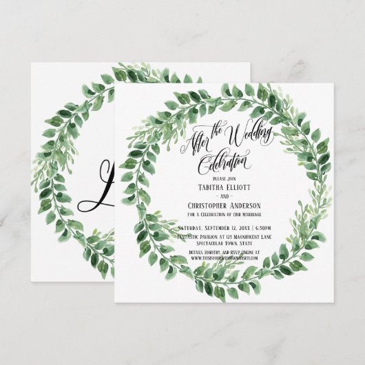 ウェディングセレブレーション後のグリーン受付のみ 招待状 (正面/裏面)