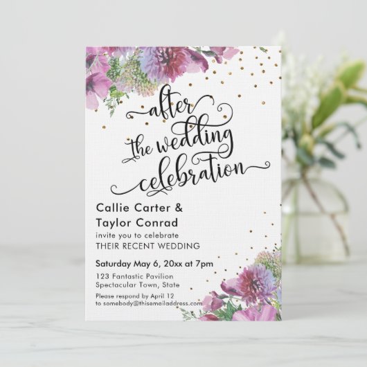 ウェディングセレブレーション後のワイルドフラワーのコンフェッティ 招待状 (スタンド正面)