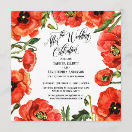 ウェディングセレブレーション後の赤いポピーのかんむり 招待状