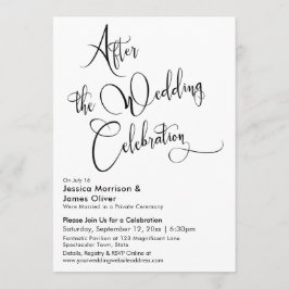ウェディングセレブレーション後の ブラック＆ホワイト スクリプト 招待状