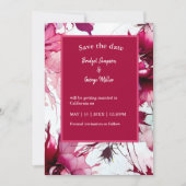 ウェディングセーフザデートカード - 抽象的なピンクの花模様 (正面)