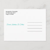 ウェディングセーブザデートアクアブルーツリーカスタムハート  案内ポストカード (裏面)