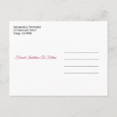 ウェディングセーブザデートブルゴーニュティール(緑がかった色)ツリーハートAn 案内ポストカード (裏面)