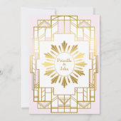 ウェディングセーブザデート、グレートギャツビー、ホワイトゴールドピンク 招待状 (裏面)