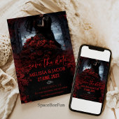 ウェディングセーブ日付ゴシックバラヴィンテージハロウィー 招待状