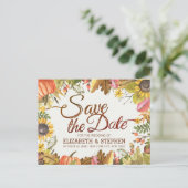 ウェディングセーブ日付秋の紅葉カボチャA 案内ポストカード (スタンド正面)