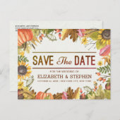 ウェディングセーブ日付秋の紅葉カボチャA 案内ポストカード (正面/裏面)