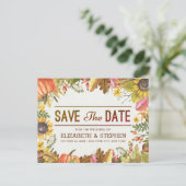 ウェディングセーブ日付秋の紅葉カボチャA 案内ポストカード (スタンド正面)