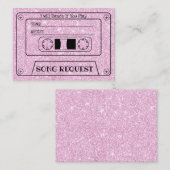 ウェディングソングリクエスト モダン ピンク カセット インサート エンクロージャーカード (正面/裏面)