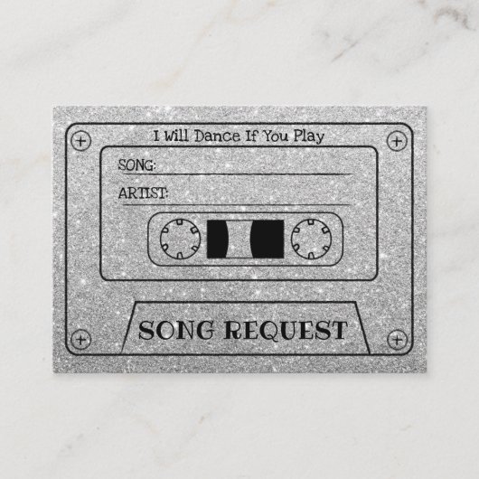 ウェディングソングリクエスト 現代のシルバーカセット挿入 エンクロージャーカード (正面)