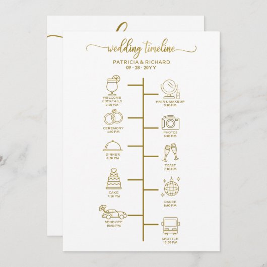 ウェディングタイムライン 招待状 - アイコン ウェディング ウェルカム (正面/裏面)