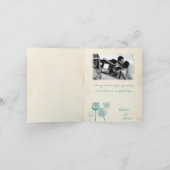 ウェディングターコイズブルーアイボリーおしゃれサンキューカード サンキューカード (内部)