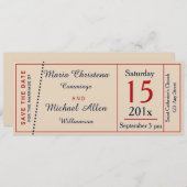 ウェディングチケット レトロスタイル 保存日付のお知らせ 招待状 (正面/裏面)