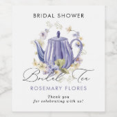 ウェディングティーパープルポット ブライダルシャワー ワインラベル (シングルラベル)