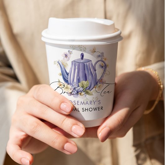 ウェディングティー パープル ティーポット ブライダルシャワー 紙コップ