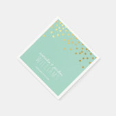 ウェディングテーブル装飾 かわいい コンフェッティ スポット ゴールド ミントグリーン スタンダードカクテルナプキン (角)