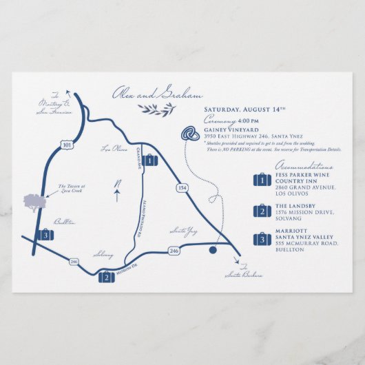 ウェディングデイウェルカムマップカード – Alex用 (裏面)