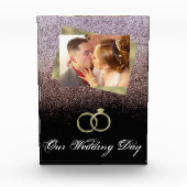 ウェディングデイシックフェイクグリッターフォイルリングや輪 フォトブロック (正面)