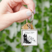 ウェディングデイシルエットパーソナライズされたキーチェーン キーホルダー (手)