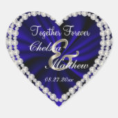 ウェディングデイネイビーブルーサテン |カスタマイズ ハートシール (正面)