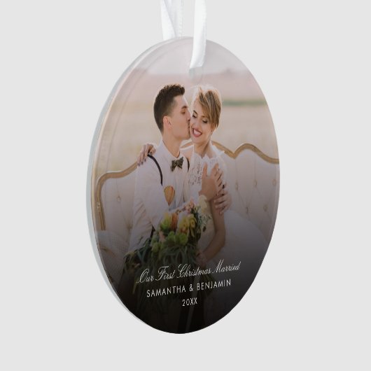 ウェディングデイフォトスクリプトカップルの休日 オーナメント (正面)