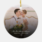 ウェディングデイフォトスクリプトカップルホリデーキープサケ セラミックオーナメント (裏面)