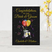 ウェディングデイブライド&グルームワきらめくインおめでとう カード (黄色い花)