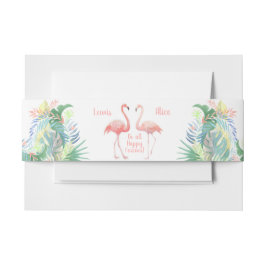ウェディングデイモノグラム童話トロピカルフラミンゴ 招待状ベリーバンド