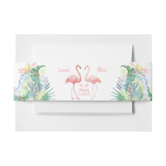 ウェディングデイモノグラム童話トロピカルフラミンゴ 招待状ベリーバンド (正面例)