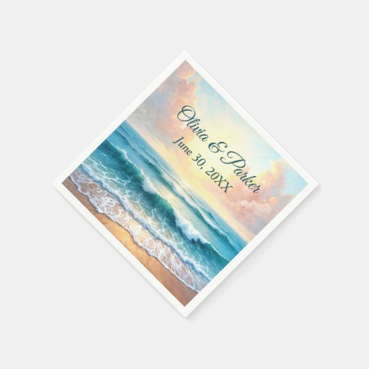 ウェディングデイモーニングシースケープ スタンダードカクテルナプキン (角)